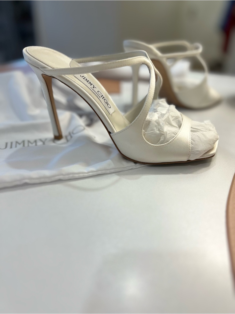 Jimmy Choo satin slip on stiletto heels - Picture 4 of 13